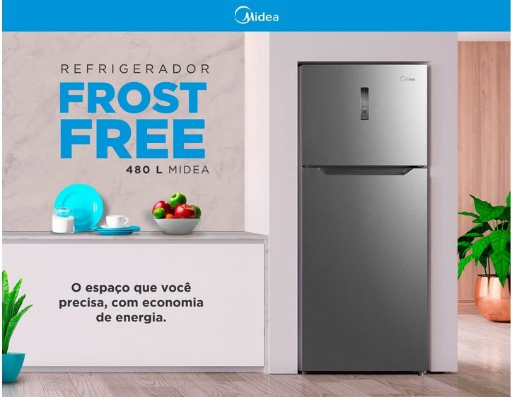 Refrigerador Frost Free Midea Top Mount Freezer 480L Inox MDRT507FG