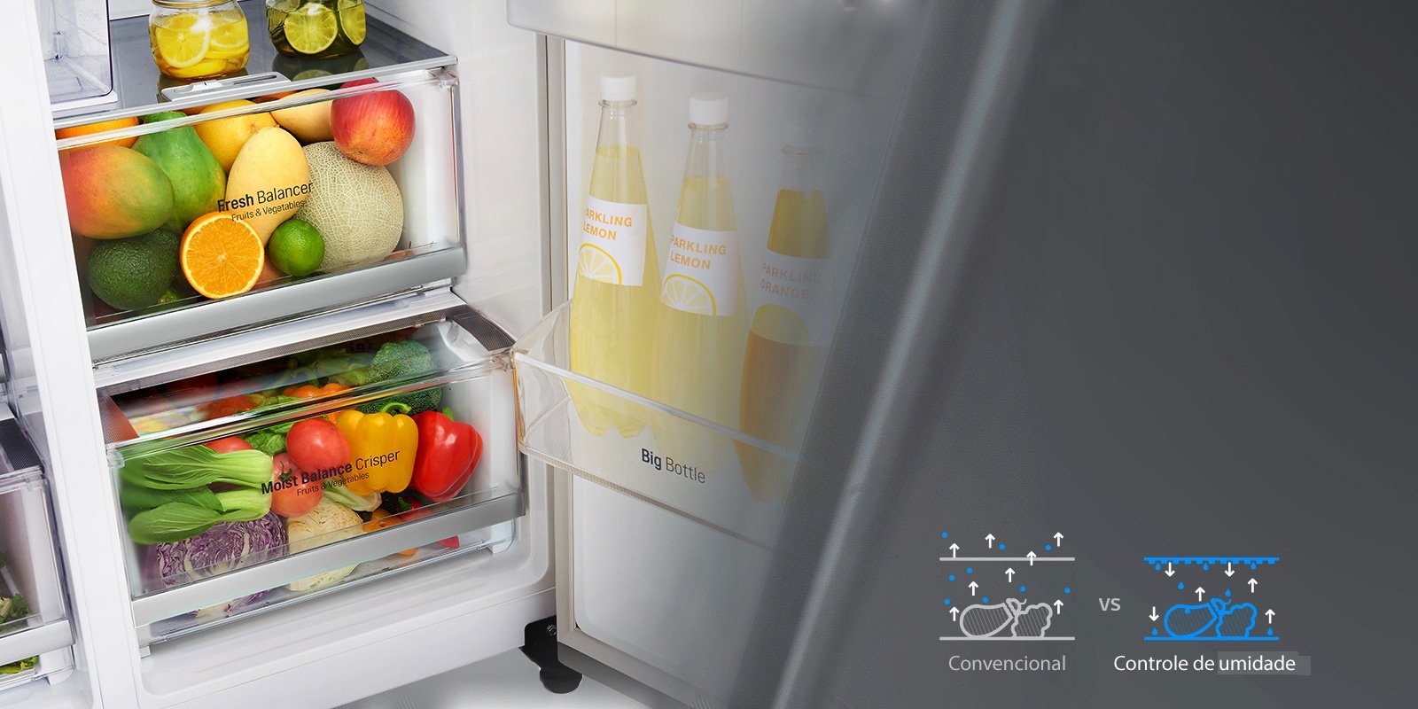 Alimentos sempre frescos com Moist Balancer Crisper™