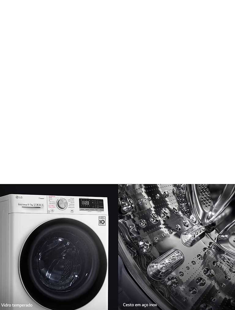 Maior durabilidade e cesto 100% em aço inox Maior durabilidade e cesto 100% em aço inox