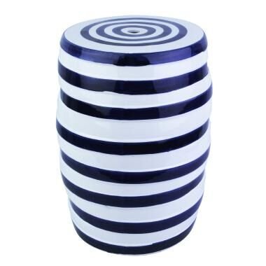 Menor preço em Garden Seat Cerâmica Branco e Azul 46x33cm - A/CASA