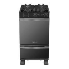 Fogão 4 Bocas de Piso Venax Palladio Vítreo Preto 