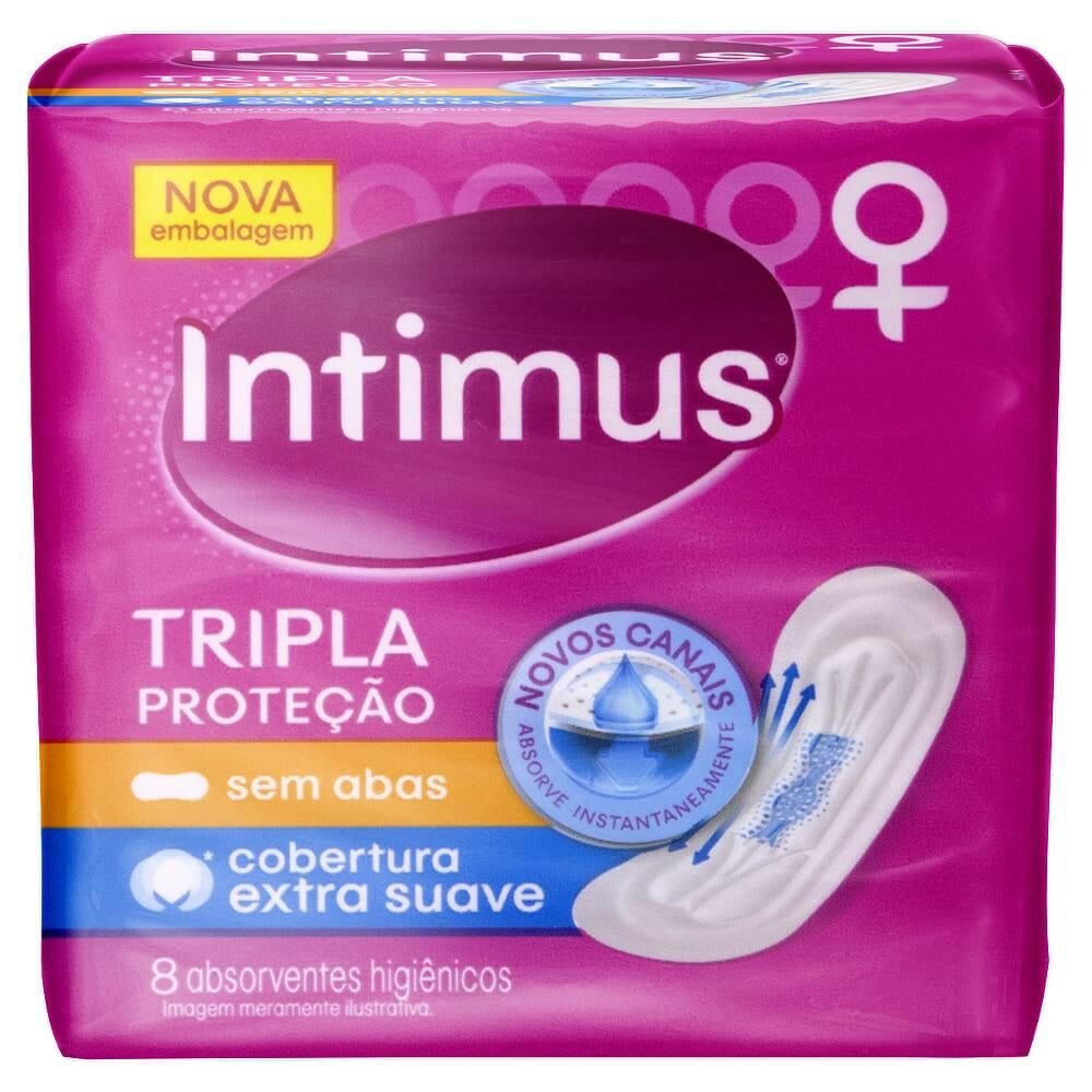 Absorvente Sem Abas Extra Suave Tripla Proteção Intimus Pacote 8 Unidades 1212