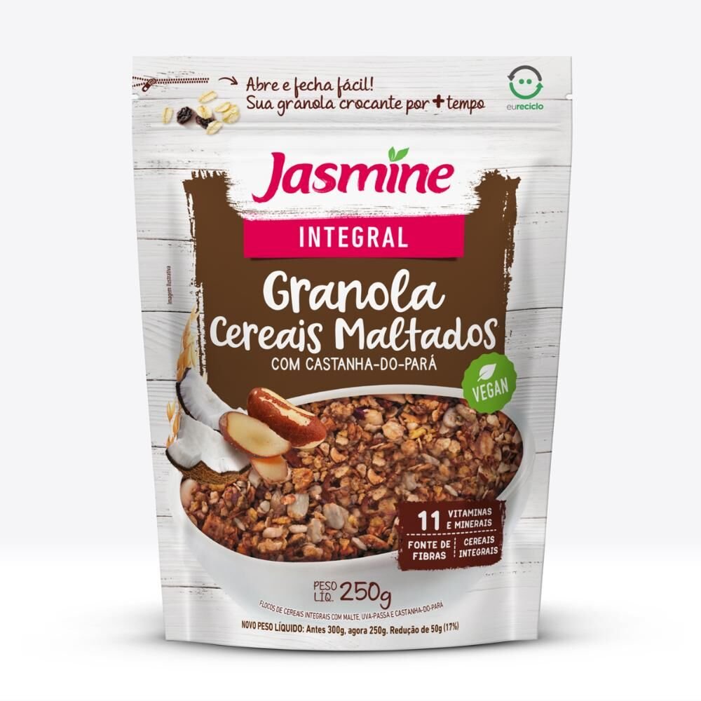 Granola Integral JASMINE Grain Flakes Maltado Pacote 250g