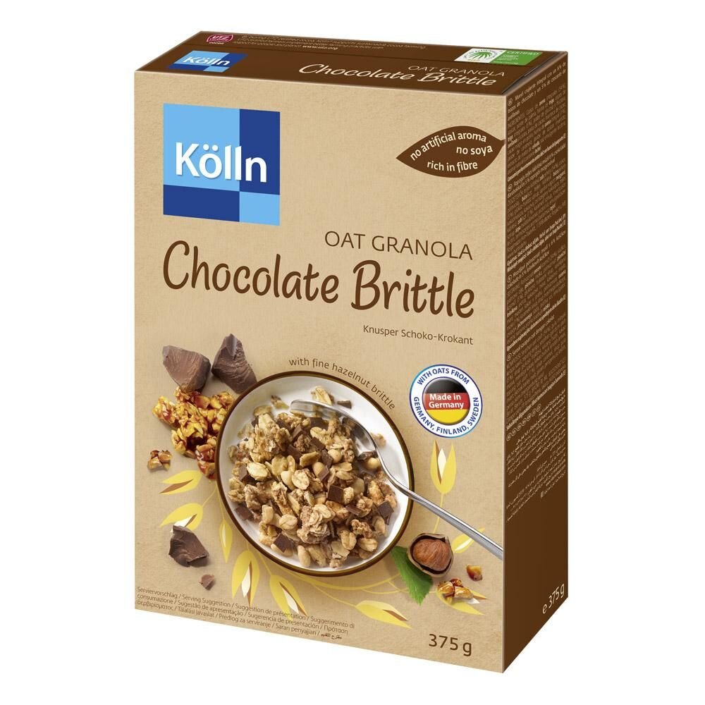 Cereal KÖLLN Muesli crunchy chocolate brittle e oats pacote 375g