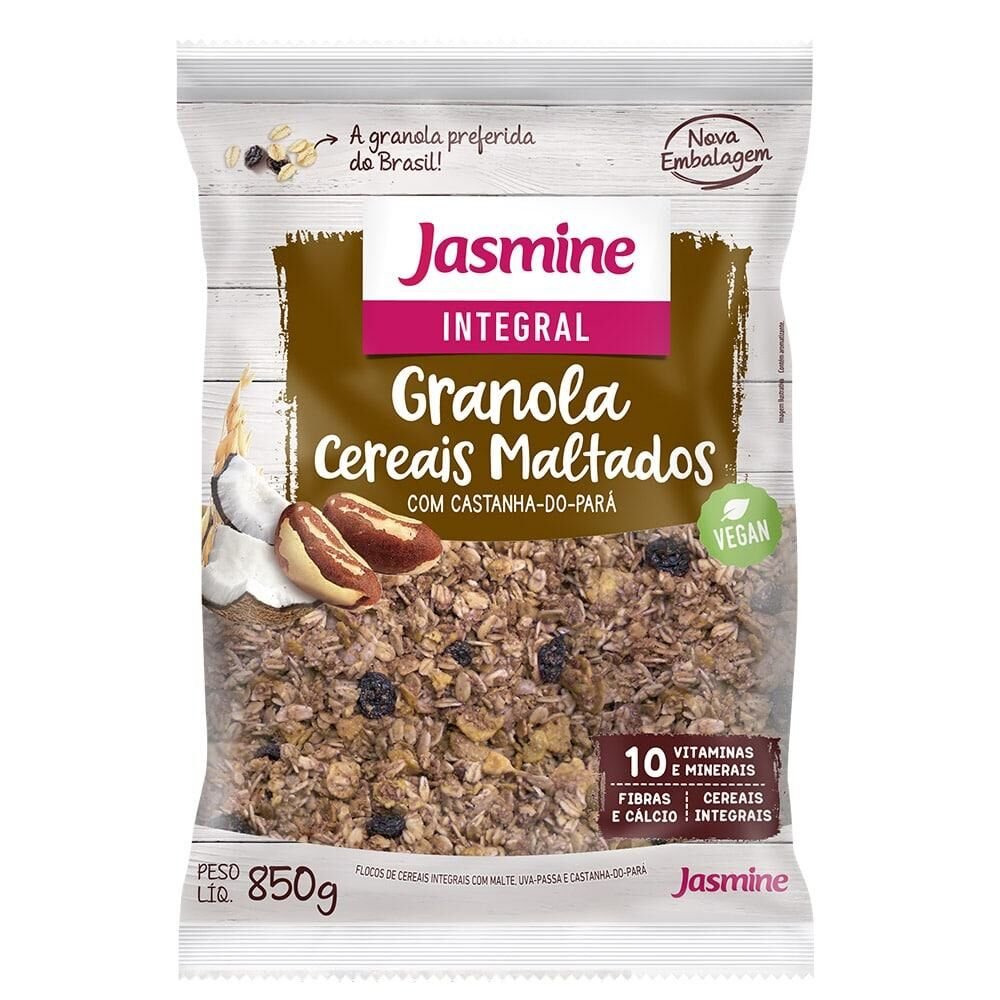 Granola Integral JASMINE Grain Flakes Maltado Pacote 850g