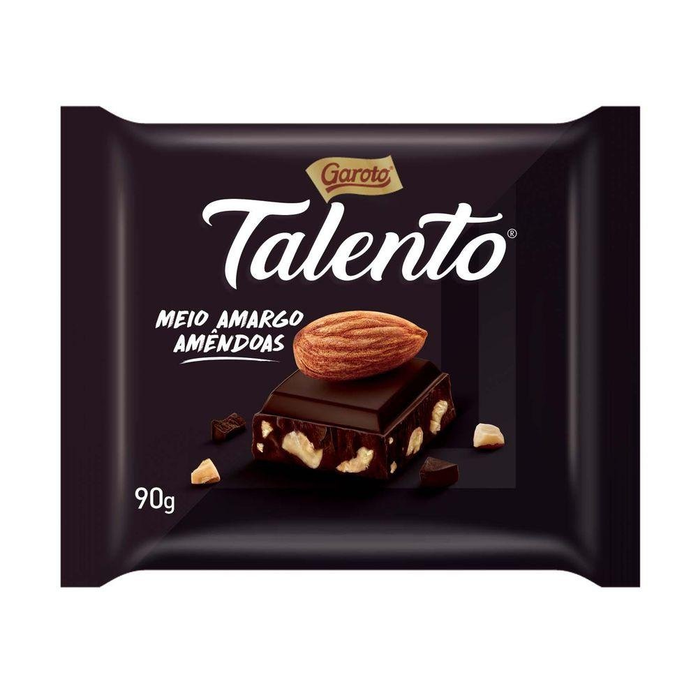 Chocolate GAROTO Talento Meio Amargo com Amêndoas 90g