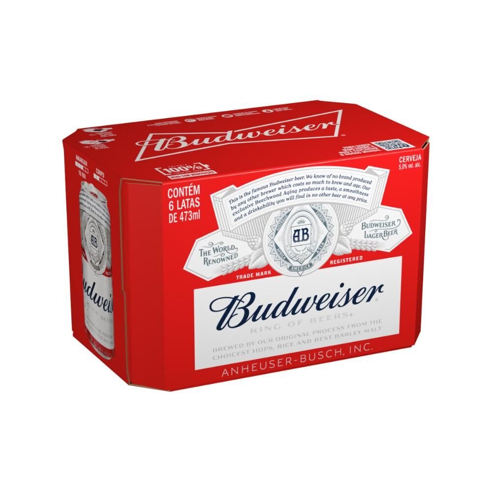Cerveja Budweiser Lata 473ml Pack com 6 Unidades