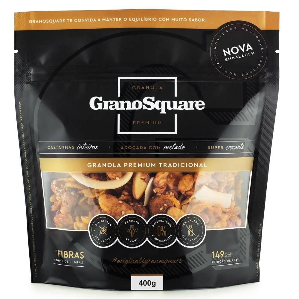 Granola GRANO SQUARE Premium Tradicional sem Glúten, sem Lactose e