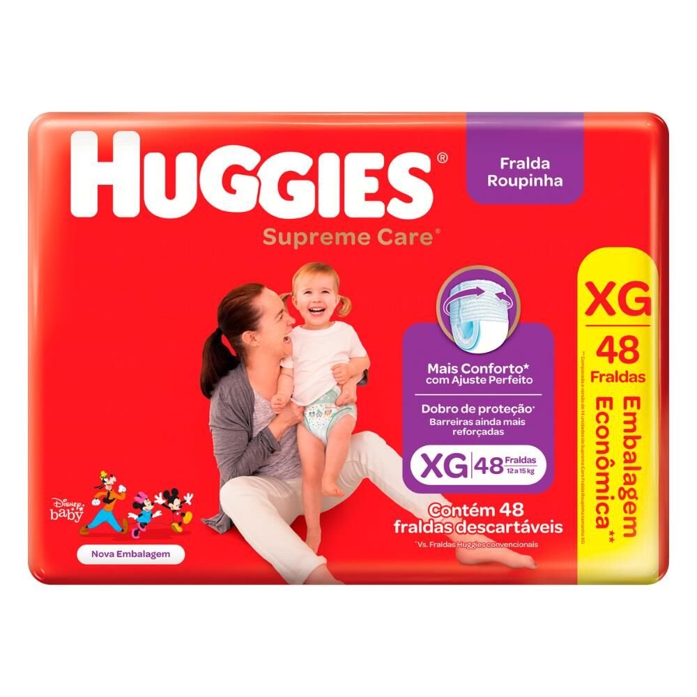 Fralda Descartável Huggies Supreme Care Roupinha XG Com 48 Unidades ...