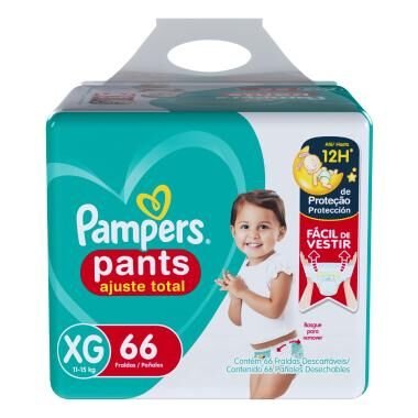 Fralda Pampers Pants Ajuste Total Tamanho XG 66 Tiras  (7500435146494)