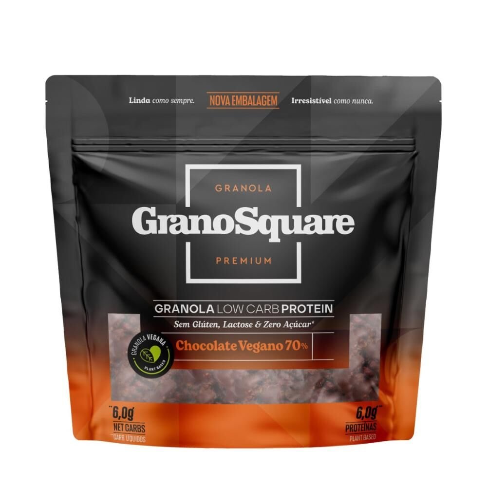 Granola GRANO SQUARE Premium Low Carb Chocolate Vegano 70 Sem Glúten