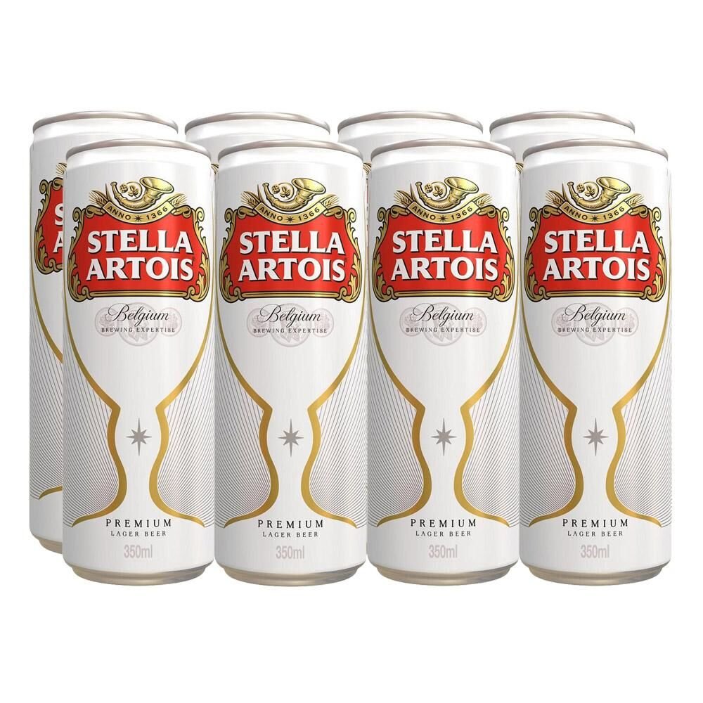 Cerveja Stella Artois Lata 350ml Pack com 8 Unidades