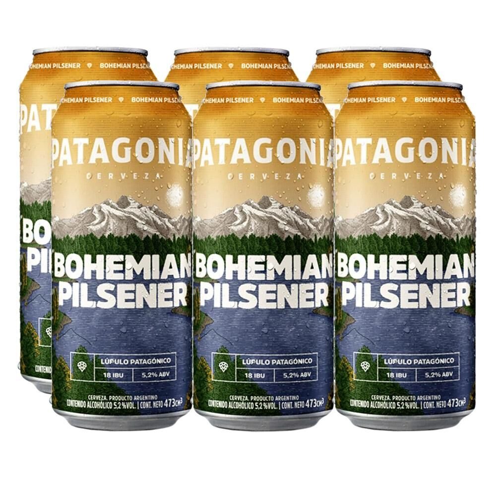 Cerveja Patagonia Bohemian Pilsener 473ml Com 6 Latas