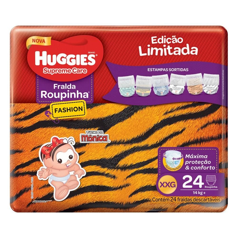 Fralda Descartável HUGGIES Supreme Care Fashion Roupinha XXG Com 24 ...