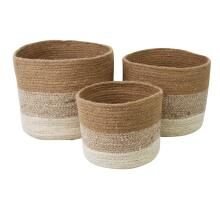 Conjunto de Cesto com 3 Peças Natural e Branco - A\CASA